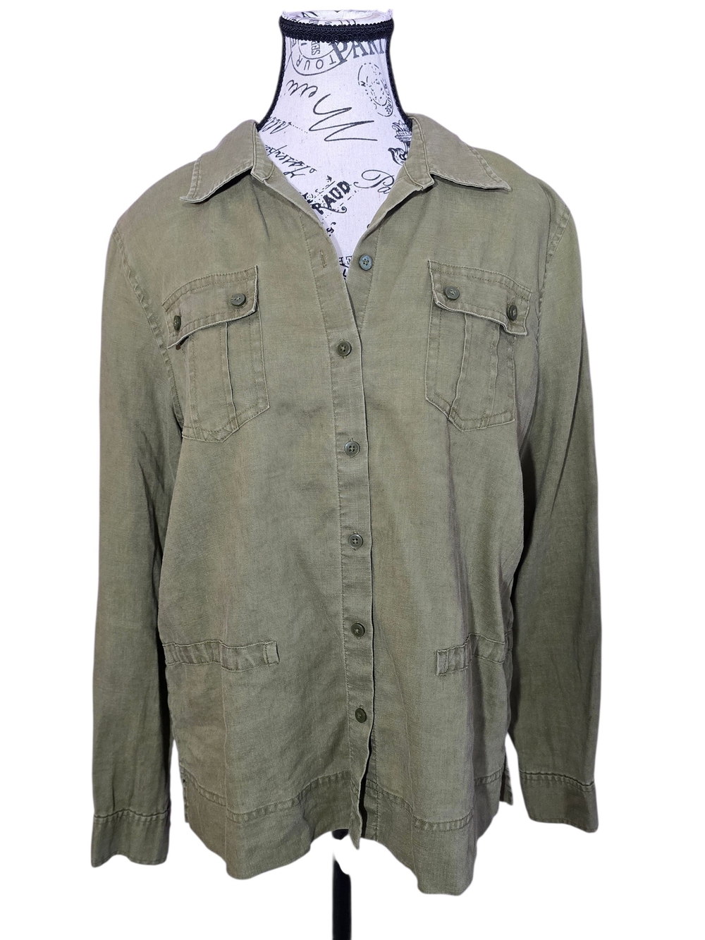 Jones New York Olive Green Utility Shirt Jacket